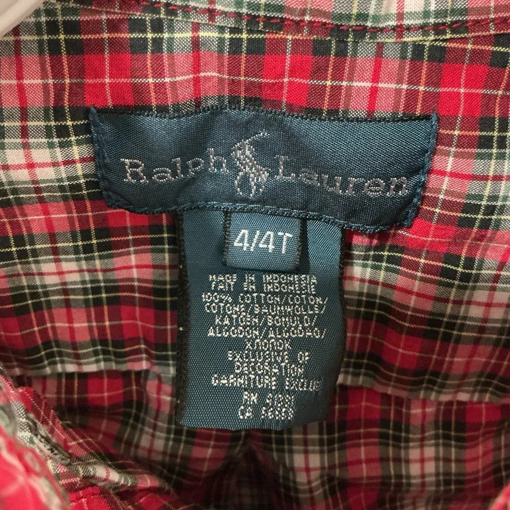 Ralph Lauren Boys Button Down Shirt Lot Of 2 Long Sleeve Sz 4 4T Plaid Preppy